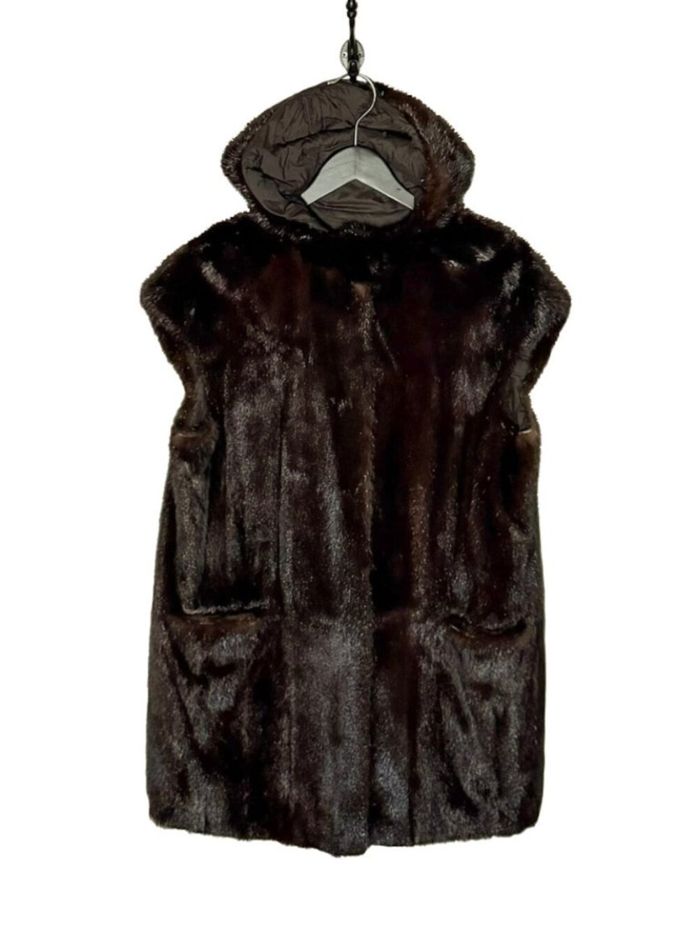 Marni Vintage Brown Mink Fur Reversible Hooded Vest